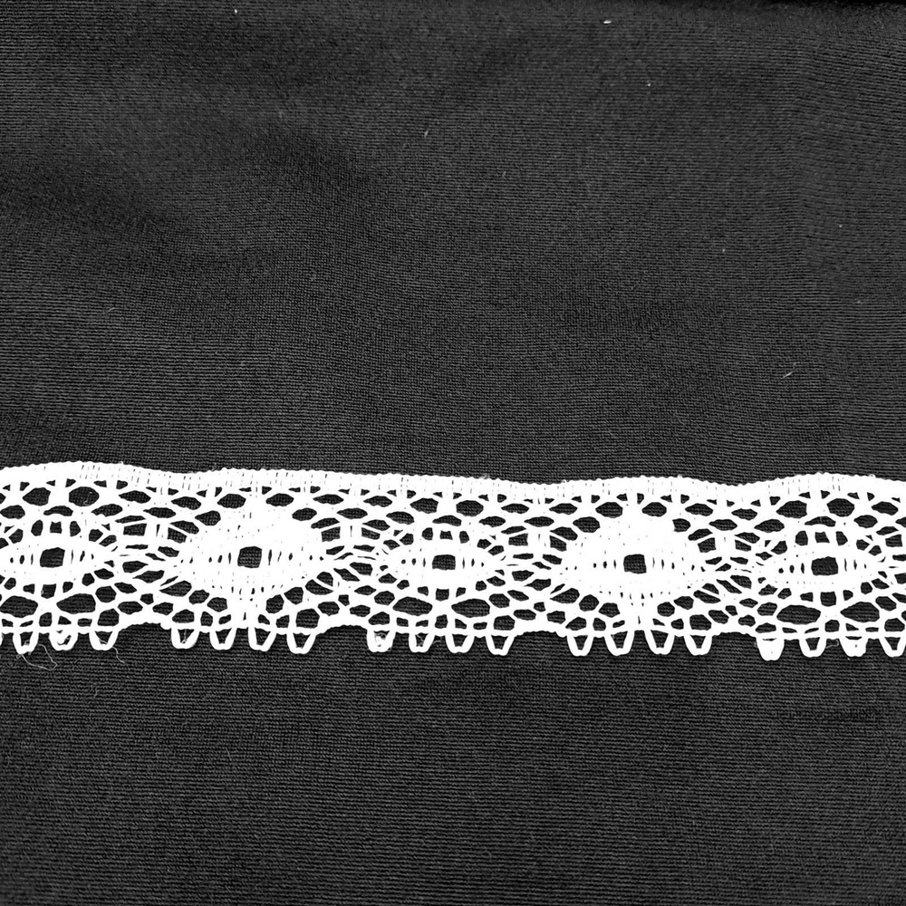 Vintage Lace Trim 1990s 12 Feet Cotton White Geometric Eyelet Scalloped Edge
